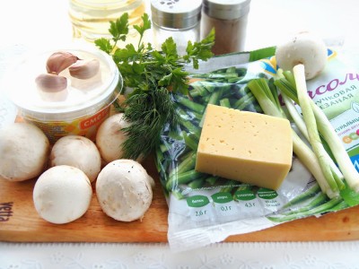 Стручковая фасоль с грибами и сыром - 1.JPG